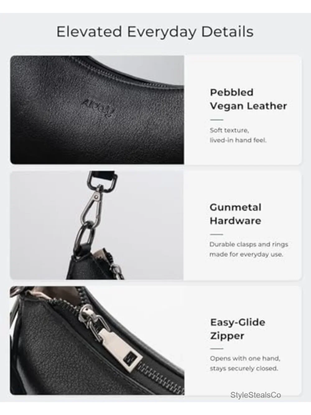 Small Vegan Leather Crescent Hobo Shoulder Bag Mini Purse for Women